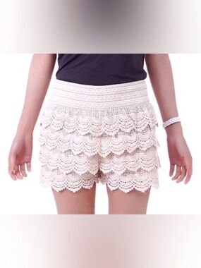 Women’s Cream Crochet Lace Shorts